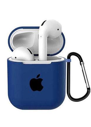 Чохол для airpods logo silicone case з карабіном (45) navy blue синій