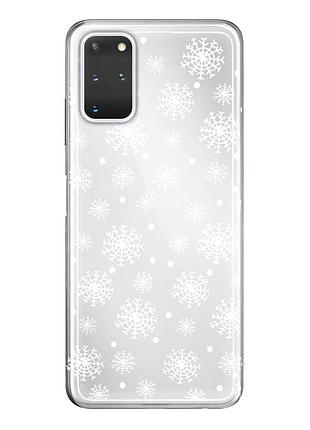 Чехол прозрачный новогодний clear для samsung s20 plus (05) снежинки
