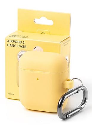 Чехол silicone case color box (карабін) для airpods 1/2 - yellow