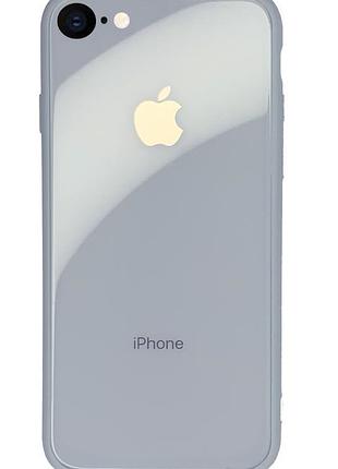 Чехол стеклянный glass case для iphone 8 (06) mist blue голубой