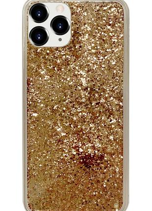 Чехол silicone с блестками для iphone 12 pro (03) gold золотой