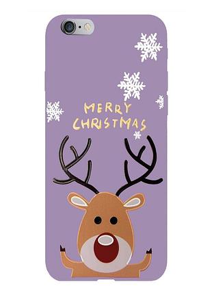 Чохол новорічний tpu для iphone 6 (13) олень happy merry cristmas фіолетовий