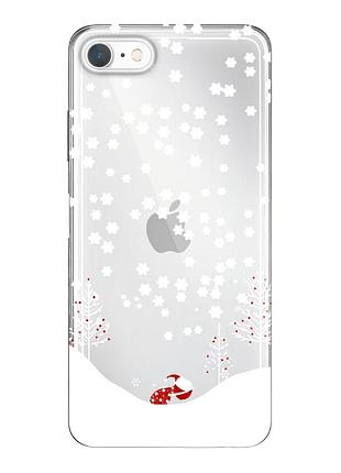 Чехол прозрачный новогодний clear для iphone 6 (02) снежная погода