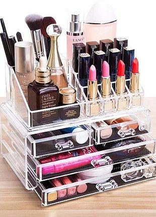 Акриловий органайзер для косметики 24x19x15см cosmetic storage box / настільний бокс для косметики