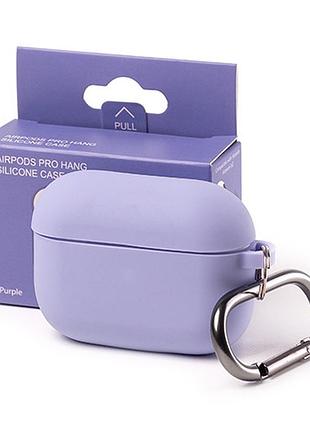 Чехол silicone case color box (карабін) для airpods pro - light purple