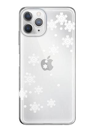 Чехол прозрачный новогодний clear для iphone 11 pro max (07) снежок