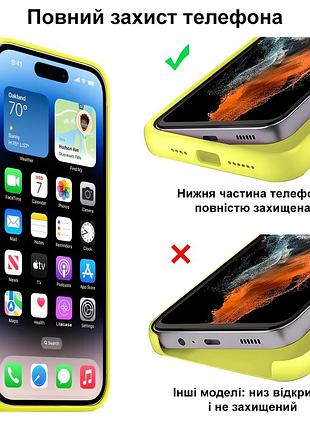 Чехол kassel silicone full case protective для iphone 16 с микрофиброй желтый flash 6