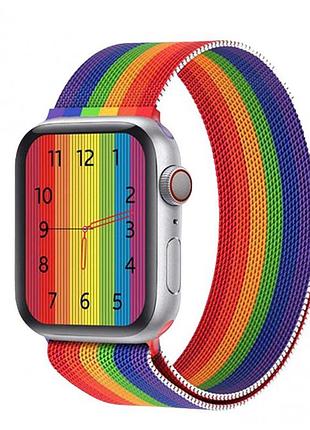 Ремешок миланская петля (milanese loop) для apple watch 42mm/44mm/45mm (22) rainbow радуга