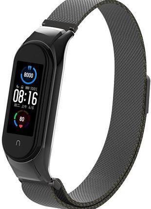 Ремешок миланская петля (milanese loop) для xiaomi mi band 7 (02) black черный