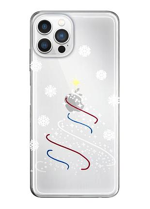 Чехол прозрачный новогодний clear для iphone 12 mini (06) christmas tree