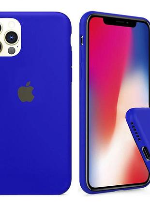 Чехол silicone full case для iphone 12 pro shiny blue электрик