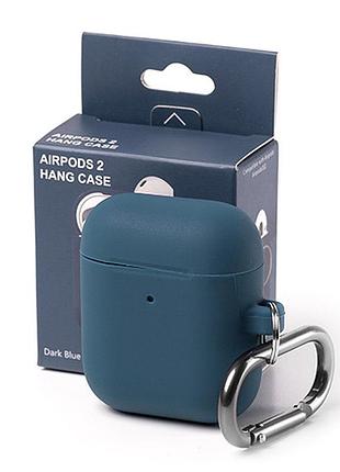 Чехол silicone case color box (карабін) для airpods 1/2 - pacific green