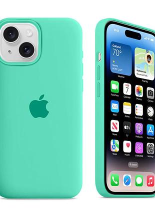 Чохол kassel silicone full case protective для iphone 15 з мікрофіброю світло-зелений spearmint