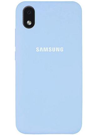 Чохол silicone case для samsung premium a01core lilac cream (11) блакитний