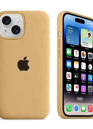 Чехол kassel silicone full case protective для iphone 14 с микрофиброй песочный gold