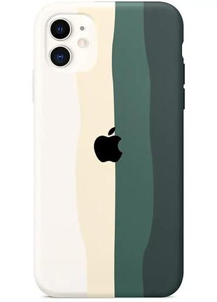 Чехол silicone rainbow case для iphone 12 (02) green rainbow