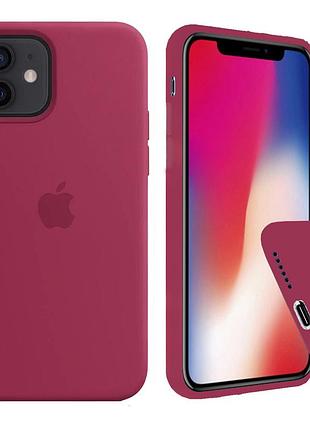 Чохол silicone full case для iphone 12 mini rose red бордовий