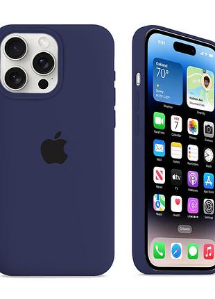 Чохол kassel silicone full case protective для iphone 14 pro з мікрофіброю темно-синій dark blue