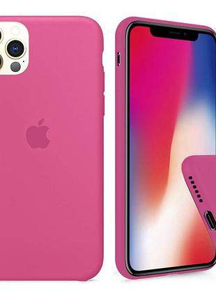 Чехол silicone full case для iphone 12 pro max dragon fruit малиновый