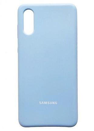 Чохол silicone case для samsung premium a02 lilac cream (11) блакитний