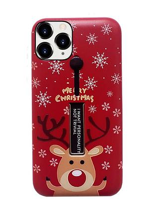 Чехол силиконовый новогодний для iphone 11 pro max merry christmas (08) олень