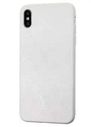 Чехол стеклянный glass case louis vuitton луи витон для iphone xs max (03) white белый