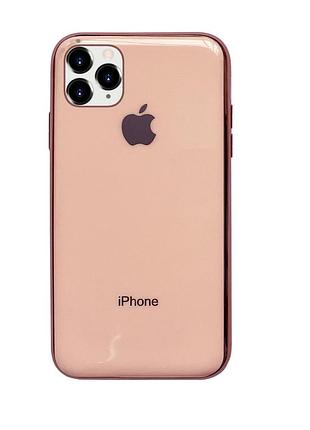 Чехол silicone glass case для iphone 11 pro max (06) rose gold розовое золото