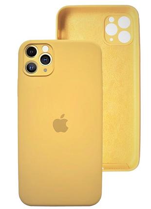 Чехол silicone case full camera protective для iphone 11 pro max yellow желтый