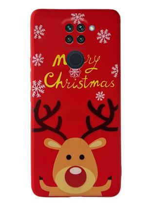 Чохол новорічний premium для xiaomi redmi note 9 (05) олень merry christmas червоний