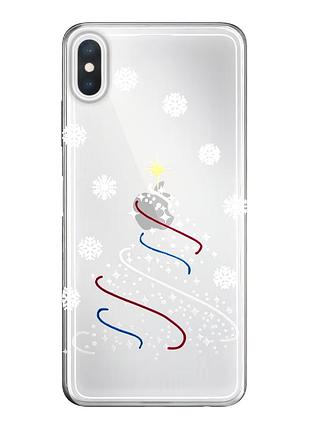 Чохол прозорий новорічний clear для iphone xsmax (06) christmas tree