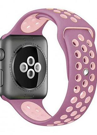 Силиконовый ремешок nike sport band для apple watch 42mm/44mm/45mm blueberry/pink черничный с розовым