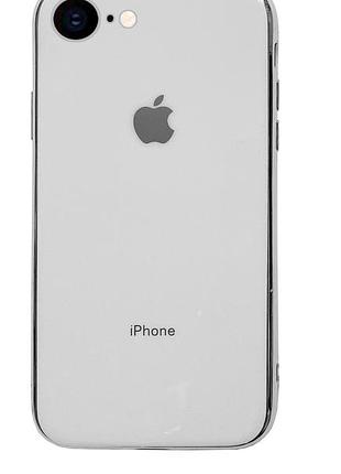 Чехол silicone glass case для iphone 7 (08) white белый