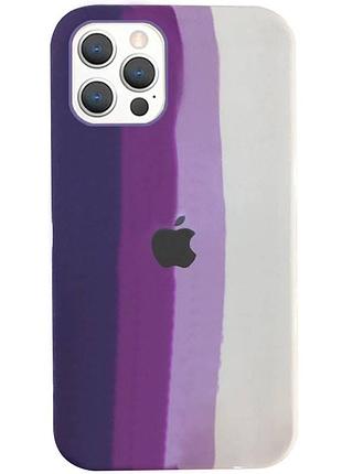 Чехол silicone rainbow case для iphone 13 pro purple rainbow