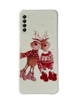 Чехол новогодний tpu для xiaomi redmi note 8t (07) олени пара merry christmas белый