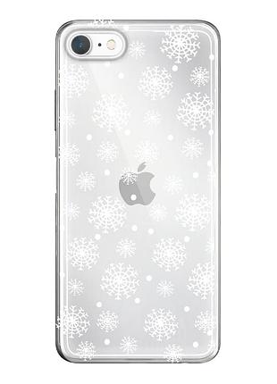 Чехол прозрачный новогодний clear для iphone 6 (04) снежинки