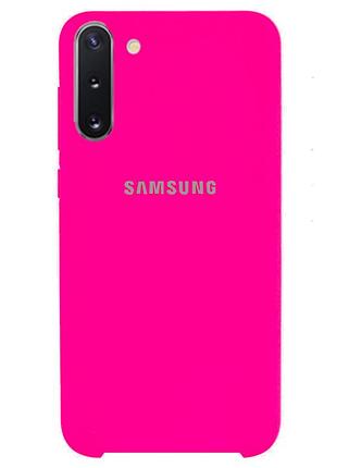 Чехол silicone case для samsung premium note 10 shiny pink (21) ярко розовый