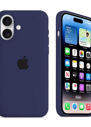 Чехол kassel silicone full case protective для iphone 16 с микрофиброй темно-синий dark blue
