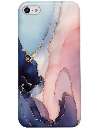 Чохол силіконовий мармуровий для iphone 7 (09) dark blue/rose темно-синій рожевий
