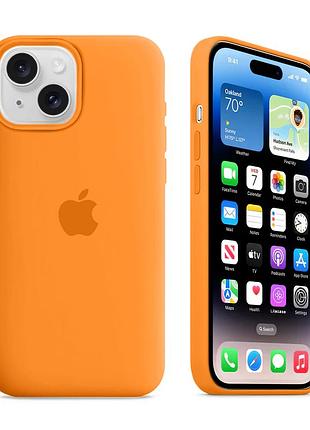 Чехол kassel silicone full case protective для iphone 15 с микрофиброй оранжевый papaya