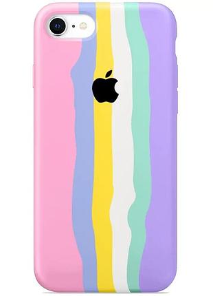 Чехол silicone rainbow case для iphone 8 (01) pink rainbow