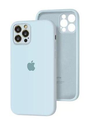 Чехол silicone full case camera protective для iphone 14 pro lilac cream (14) голубой