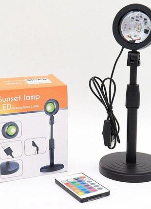 Проекційна лампа з ефектом заходу сонця з пультом, від usb, sunset lamp a8/rgb світильник захід сонця