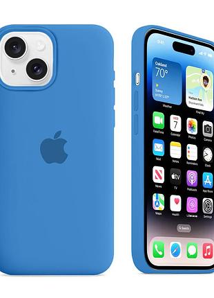 Чехол kassel silicone full case protective для iphone 15 с микрофиброй синий denim blue