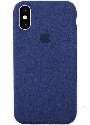 Чохол alcantara алькантара для iphone xs max (05) dark blue темно-синій
