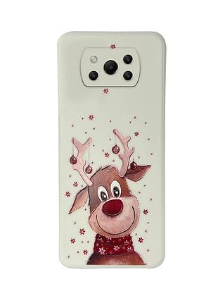 Чехол новогодний tpu для xiaomi poco x3 (05) олень merry christmas белый