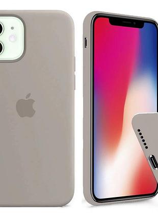 Чехол silicone full case для iphone 12 mini pebble серый