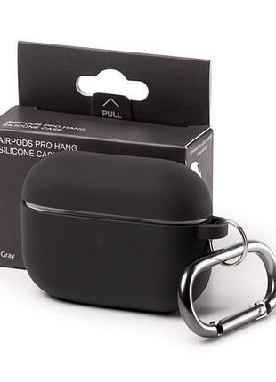 Силиконовый чехол для airpods 3 защита от ударов с карабином серый