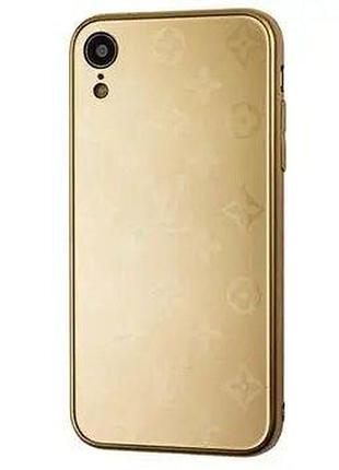 Чохол скляний glass case louis vuitton луї вітон для iphone xr (07) gold золото
