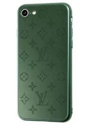 Чехол стеклянный glass case louis vuitton луи витон для iphone 8 (04) pine green зеленый