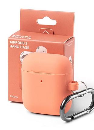 Чехол silicone case color box (карабін) для airpods 1/2 - papaya